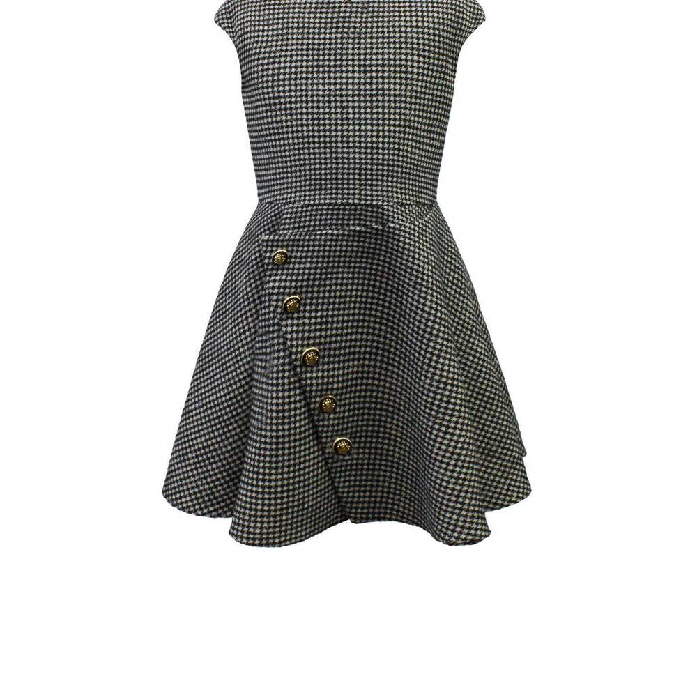 NEW DAVID CHARLES girls david charles houndstooth cap sleeve dress in gray